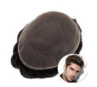 Pelucas para hombres Full Lace Men Toupee French Base Human Hair Systems Breathable Male Capillary Prothesis(#220,8x10)