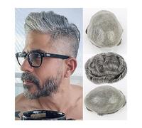Pelucas Para Hombres Peluca de cabello humano indio Toupee for hombres Piel suave y delgada Base de PU con bucle en V Prótesis de cabello masculino Unidades del sistema de piezas de cabello ondulado #