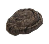 Pelucas para hombres Peluca de cabello humano natural con gris for hombre, prótesis capilar for, pelucas indio PU encaje suizo for hombres(3#)