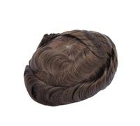 Pelucas para hombres Peluca de cabello humano natural con gris for hombre, prótesis capilar for, pelucas indio PU encaje suizo for hombres(4#)
