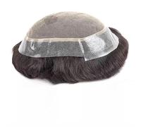 Pelucas para hombres Peluquín de cabello humano for hombres, peluquín australiano, suave, transpirable, con encaje francés, base PU, prótesis capilar masculina, unidad sistema Remy indio for(6x8)