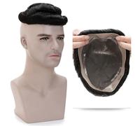 Pelucas para hombres Peluquín de prótesis capilar for hombres, peluca Mono + NPU 90g, sistema reemplazo masculino, extensiones invisibles, pelucas for(6x8inches)