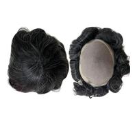 Pelucas para Hombres Prótesis con cabello gris, peluca de cabello natural, 100% cabello humano indio Remy, sistema de peluquín capilar for hombres, línea de cabello Pelucas(1B#)