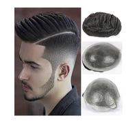 Pelucas Para Hombres Prótesis de cabello masculino con base de PU 0.02-0.04mm Piel súper delgada Sin nudos V-loop Tupé for hombres 6 "Cabello humano europeo natural Tupé for hombres Piezas De Cabello