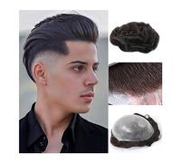 Pelucas Para Hombres Sistema de cabello for hombres Full PU 0.06-0.08 Piel delgada Hombres Toupee Invisible Hairline Sin nudo Cabello humano Postizos Durable Men's Toupee Piezas De Cabello Para Hombre