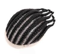 Pelucas para hombres Sistema de peluquín cabello humano con trenzas crochet for hombre, 8" x 10", base encaje completo, prótesis capilar masculina(1B- Off Black)