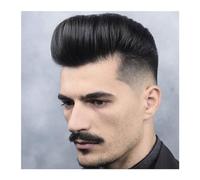 Pelucas para hombres Sistemas Exhuast for hombres Mono y Pu con encaje frontal transpirable for prótesis de cabello masculino 100% peluquín humano europeo peluca for(Natural BLACK)