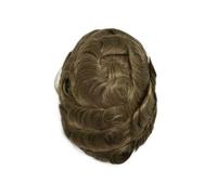 Pelucas para hombres Tupé de cabello humano for hombres, rayita Invisible, encaje superior, piel PU, perímetro masculino(7#)