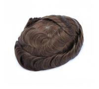 Pelucas para hombres Tupé de pelo largo for hombres 14/16/18/20 "postizos for línea cabello natural encaje y base PU sistema humano prótesis masculino transpirable duradero(20 inches 4#,8x10)