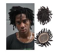 Pelucas para hombres Tupé for hombres Afro rizado Breadlocks Mono fino y base NPU Prótesis capilar de cabello for Negro natural 3-7 "Sistemas reemplazo humano masculino(5inches Dreadlocks 120%,7x9)