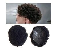 Pelucas para Hombres Tupé for hombres, piel completamente delgada, 0,04-0,06mm, Base de PU, peluca de cabello humano de 4mm, cabello Afro rizado, sistema de cabello Remy indio, peluca for hombres, Col
