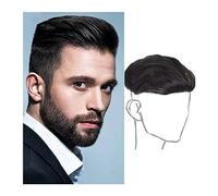 Pelucas Para Hombres Tupé sintético for hombres Clip negro natural en la frente Tupé Postizos Peluca sintética corta y recta for U-shadeM-shade Hair Lossing Postizos De Cabello Para Hombres(B)