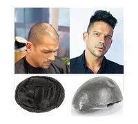 Pelucas Para Hombres Unidades del sistema de cabello humano europeo, tupé for hombres ondulado Natural, piel ultrafina, Base de Pu, postizos con bucle en V, tupé for hombres Piezas De Cabello Para Hom