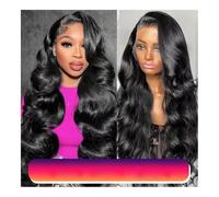 Pelucas para Mujer 180 de densidad 8-32 pulgadas 13x6 transparente HD encaje Frontal cuerpo ondulado pelucas cabello humano Remy 13x6 peluca con malla Frontal for mujeres negras peluca rizada(14inch)