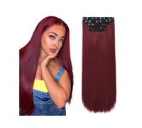 Pelucas para Mujer 4 unids/set 24 "de largo recto pieza de cabello grueso clip de pelo sintético en extensiones de cabello for mujeres 180 g extensiones de cabello sintético de cabeza completa con 11