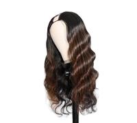 Pelucas para mujer Body Wave Highlight V Part Wig Peluca de cabello humano 220 densidades Clip en forma medias pelucas Fiesta diaria(34inches)