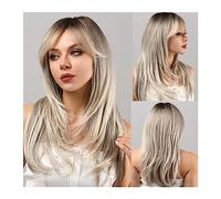 Pelucas para Mujer Cabello natural en busca de cualquier ocasión Use pelucas rectas de capas largas for mujeres Peluca de Omber rojo negro con flequillo de aire Peluca para uso diario en fiestas(Color