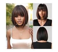 Pelucas para Mujer Cabello Natural resistente al calor uso diario peluca recta negro Rubio resaltar pelucas Bob corto peluca sintética for mujeres negras Cosplay Peluca para uso diario en fiestas(Colo