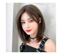 Pelucas para Mujer Dark Brown Short Wig with Middle Part & Bangs: Chic Style for Every Day - Women's Fashionable Wig Solution peluca rizada(Russet)