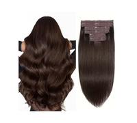 Pelucas para Mujer Extensiones de cabello con Clip de 16-26 pulgadas, cabello humano Real Remy #2, extensiones de cabello liso de Color marrón oscuro, Clip ins for mujeres Pelucas de mujer(20inches)