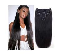 Pelucas para Mujer Extensiones de cabello con clip negro natural Extensiones de cabello humano real 8 piezas 10-26 pulgadas de largo Clip de cabello recto Remy en extensiones for mujeres negras Peluca