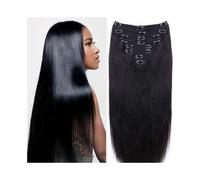 Pelucas para Mujer Extensiones de cabello con clip recto de 10 a 26 pulgadas de largo, extensiones de cabello humano sin costuras, 8 extensiones de cabello Remy brasileño de cabeza completa con 18 cli