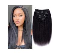 Pelucas para Mujer Extensiones de cabello con clip recto y rizado Extensiones de cabello con clip sin costuras Cabello humano real Extensiones de cabello liso Yaki negro natural for mujeres negras Pel