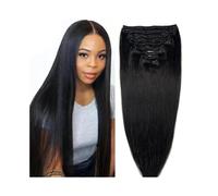 Pelucas para Mujer Extensiones de cabello humano con clip de 10 a 26 pulgadas, gruesas, sedosas, rectas, cabeza completa, 8 piezas, 18 clips, extensiones de cabello Remy brasileño de doble trama, colo