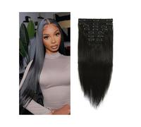 Pelucas para Mujer Extensiones de cabello largo y recto con clip Extensiones de cabello humano real 20 22 24 pulgadas Extensiones de cabello humano Remy brasileño con clip 8 piezas 120G Pelucas de muj