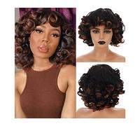 Pelucas para Mujer HOUYAN pelo corto y rizado sintético negro mujer negro marrón peluca africana con flequillo accesorios for el cabello femenino natural Peluca para uso diario en fiestas(001)
