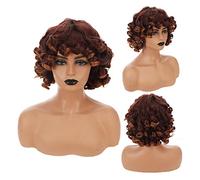 Pelucas para Mujer HOUYAN pelo corto y rizado sintético negro mujer negro marrón peluca africana con flequillo accesorios for el cabello femenino natural Peluca para uso diario en fiestas(007)