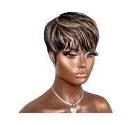 Pelucas para mujer Peluca corta de cabello humano, hecha a máquina, con corte pixie corto y flequillo Fiesta diaria