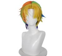 Pelucas para mujer Peluca de cosplay corta con gradiente arcoíris y bloques color amarillo, naranja, verde azul Fiesta diaria