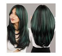Pelucas para Mujer Peluca de pelo sintético de parte media for Cosplay diario, pelucas de lavanda esponjosas, pelucas resistentes al calor, nueva tendencia, peluca verde ondulada for mujer Peluca para