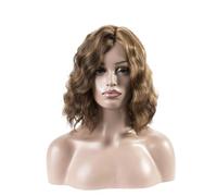 Pelucas para mujer Peluca ondulada corta de color marrón claro for mujer, peluca rizada lateral, adecuada for uso diario en fiestas Fiesta diaria(Bruin)