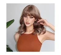 Pelucas para Mujer Peluca sintética de ondas naturales rubia ceniza for mujer, pelucas rubias hasta los hombros diarias con flequillo, fibra de alta temperatura para fiesta cosplay peluca