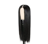 Pelucas para mujer Pelucas con parte en V, pelucas de cabello humano liso hueso, sin dejar fuera, pegamento, 250 densidad, negro Natural Fiesta diaria(30inches)