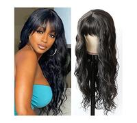 Pelucas para Mujer Pelucas de cuero cabelludo falso con flequillo, pelucas de cabello humano brasileño ondulado con flequillo de 8 a 24 pulgadas, pelucas con flecos humanos de cuero cabelludo superior