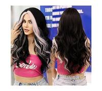 Pelucas para Mujer Pelucas de pelo rosa con realce sintético for fiesta de Cosplay diario, peluca de Lolita resistente al calor, parte media ondulada larga, color rojo vino for mujer Peluca para uso d