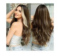 Pelucas para Mujer Pelucas de pelo rosa con realce sintético for fiesta de Cosplay diario, peluca de Lolita resistente al calor, parte media ondulada larga, color rojo vino for mujer Peluca para uso d