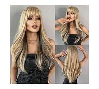 Pelucas para Mujer Pelucas de pelo rosa con realce sintético for fiesta de Cosplay diario, peluca de Lolita resistente al calor, parte media ondulada larga, color rojo vino for mujer Peluca para uso d