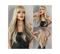 Pelucas para mujer Pelucas largas onduladas y rizadas, cabello rubio negro HD, for fiestas, resistente al calor, peluca sintética de falso Fiesta diaria