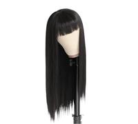 Pelucas para mujer Pelucas rectas del cabello humano de la peluca cordón parte media natural color 3x1 densidad 220% con flequillo Fiesta diaria(34inches)