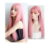 Pelucas para Mujer Pelucas rosadas Pelucas de pelo largo y recto de 24 "con flequillo Peluca de aspecto natural sintético resistente al calor for mujer for fiesta de cosplay Uso diario para fiesta cos