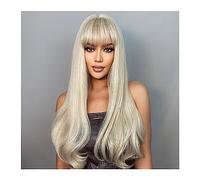 Pelucas para Mujer Pelucas sintéticas de Cosplay de rubio ceniza claro con flequillo, peluca de pelo de Lolita de ondas sueltas largas for mujeres blancas, resistente al calor Natural diario para fies