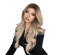 Pelucas para mujer Pelucas sintéticas onduladas largas for mujer, color marrón, rubio platino, resistente al calor, fiesta de Cosplay Natural Fiesta diaria