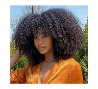 Pelucas para Mujer Pelucas sintéticas rizadas Afro de 12 pulgadas, peluca rizada corta con flequillo, uso diario negro Natural, cabello sin pegamento de alta temperatura para fiesta cosplay peluca