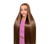 Pelucas para mujer rayita pre desplumada recta de la densidad del cabello humano las pelucas frente cordón 13x6 Brown chocolate 250% Fiesta diaria(36inches)