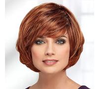 Pelucas para Mujer Rubio Plata Marrón Rojo Pelo Sintético Mujeres Corto Recto Ombre Bob Peluca con Flequillo Peluca para uso diario en fiestas(Color:A1)