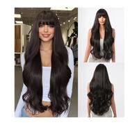 Pelucas para Mujer Suministro de fronteras Qi flequillo pelo largo y rizado diosa del temperamento y cintura peluca esponjosa peluca de pelo completo peluca rizada(Blacklc)